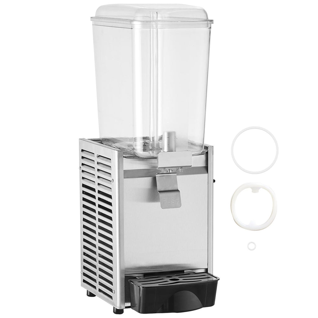 Commercial Beverage Dispenser, 20.4 Qt 18L Single Tank Ice Tea Drink Machine, 325W 304 Stainless Steel Juice Dispenser with 41-53.6 F Thermostat Controller, for Cold Drink Restaurant Hotel Party