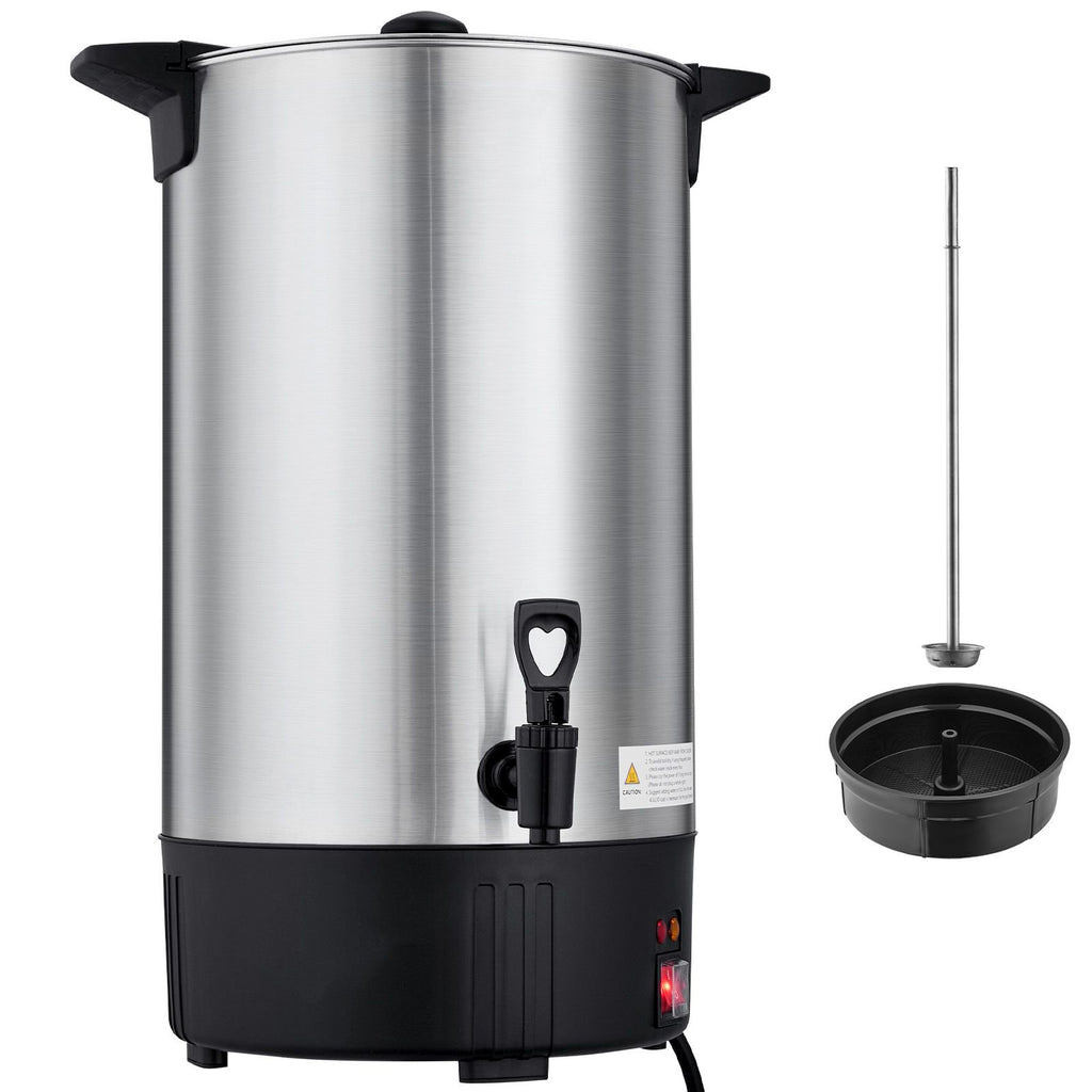 Commercial Coffee Urn, 100 Cup 15 L Hot Beverage Dispenser with Dripless Faucet, Quick-Brewing Stainless Steel Large Commercial Coffee Maker, for Catering, Business, Party, Church & Restaurant