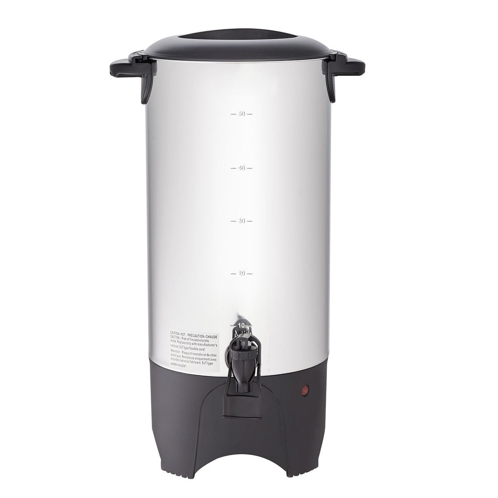 Commercial Coffee Urn, 50 Cups Stainless Steel Large Coffee Dispenser, 1000W 110V Electric Coffee Maker Urn For Quick Brewing, Hot Water Urn with Detachable Power Cord for Easy Cleaning, Silver
