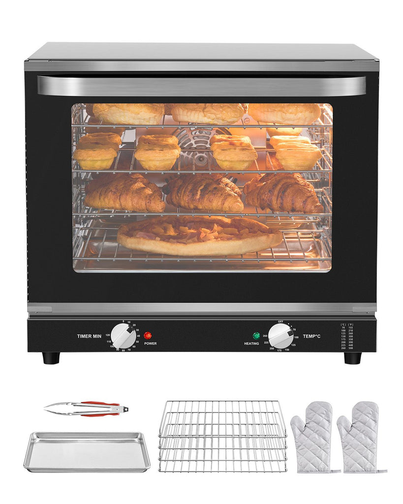 Commercial Countertop Oven, 66L 4-Tier Toaster Oven, 2800W Electric Baking Oven with Tempered Glass Door, Wire Racks Clip Tray Gloves, Stainless Steel Commercial Oven for Restaurant Bakery