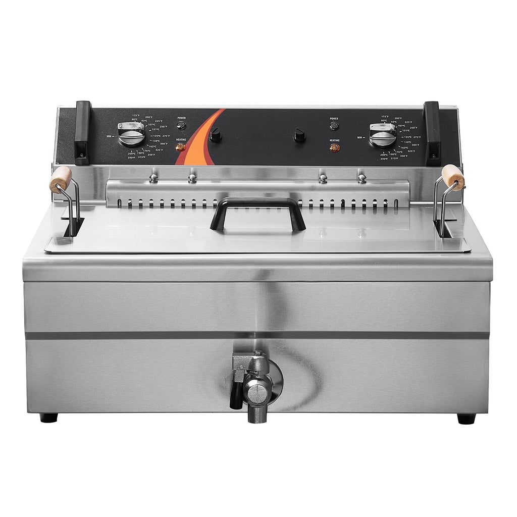 Commercial Deep Fryer, 3000W Electric Turkey Fryer with Basket, Large Capacity 30.6Qt / 29L Countertop Single Oil Fryer, Stainless Steel, Temp Control, for Kitchen Restaurant Use, Silver