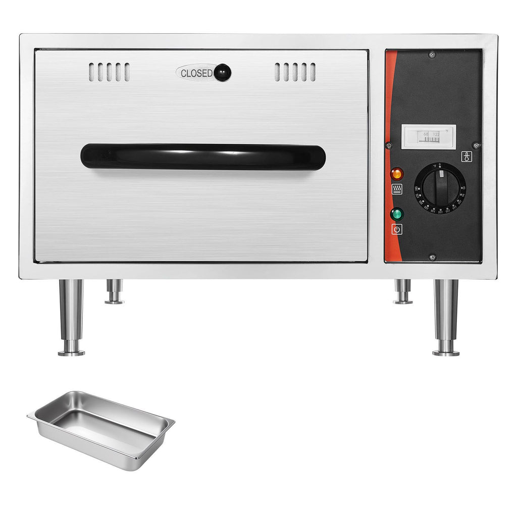 Commercial Electric Drawer Warmer, Single-Drawer Stainless Steel Food Warmer, Freestanding Slim Warming Drawer Cabinet, 85 Fahrenheit -185 Fahrenheit Wide Temperature Range, for Restaurant
