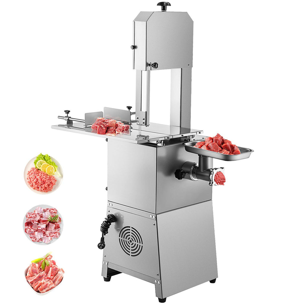 Commercial Electric Meat Bandsaw, 1100W Bone Cutting Machine, Stainless Steel Blade Bone Sawing Machine, 24x18 inch Workbench Meat Cutting Bandsaw Cutting Thickness 0-8.3 inch for Fish Pork Beef