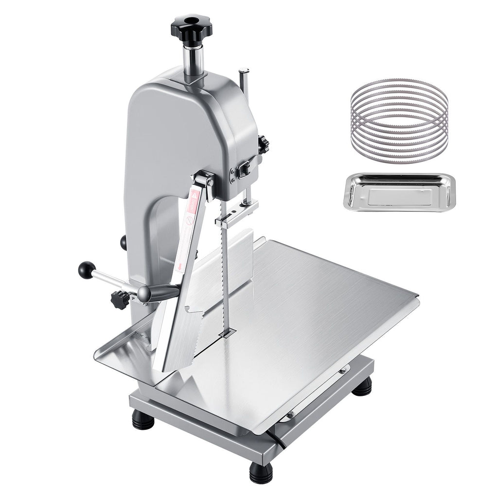 Commercial Electric Meat Bandsaw, 1100W Bone Sawing Machine with 12.4" x 18.1" Workbench, 0-4.3" Cutting Thickness, 7 Extra Replacement Blades, for Cutting Bone, Frozen Meat, Pork, Beef & Ribs