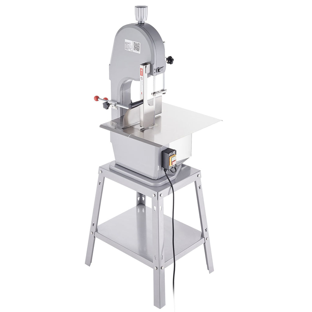 Commercial Electric Meat Bandsaw, 1500W Stainless Steel Vertical Bone Sawing Machine, Workbeach 19.3" x 15", 0.16-7.9 Inch Cutting Thickness, Frozen Meat Cutter with 6 Blades for Rib Pork Beef