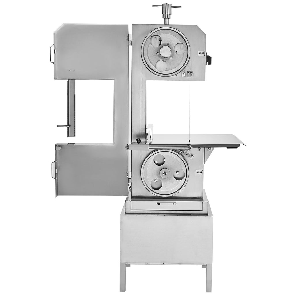 Commercial Electric Meat Bandsaw, 2200W Stainless Steel Vertical Bone Sawing Machine, Workbeach 24.4" x 20.5", 0.16-8.7 Inch Cutting Thickness, Frozen Meat Cutter with 6 Blades for Rib Pork Beef