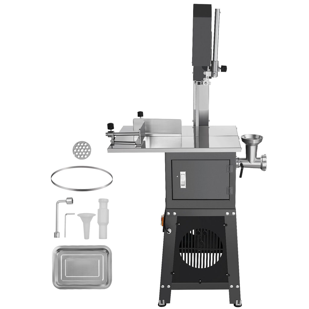 Commercial Electric Meat Bandsaw, 850W Stainless Steel Vertical Bone Sawing Machine, 19.1"x15" Workbench, 7.09 Inch Cutting Thickness, Frozen Meat Cutter with Blade for Rib Pork Beef