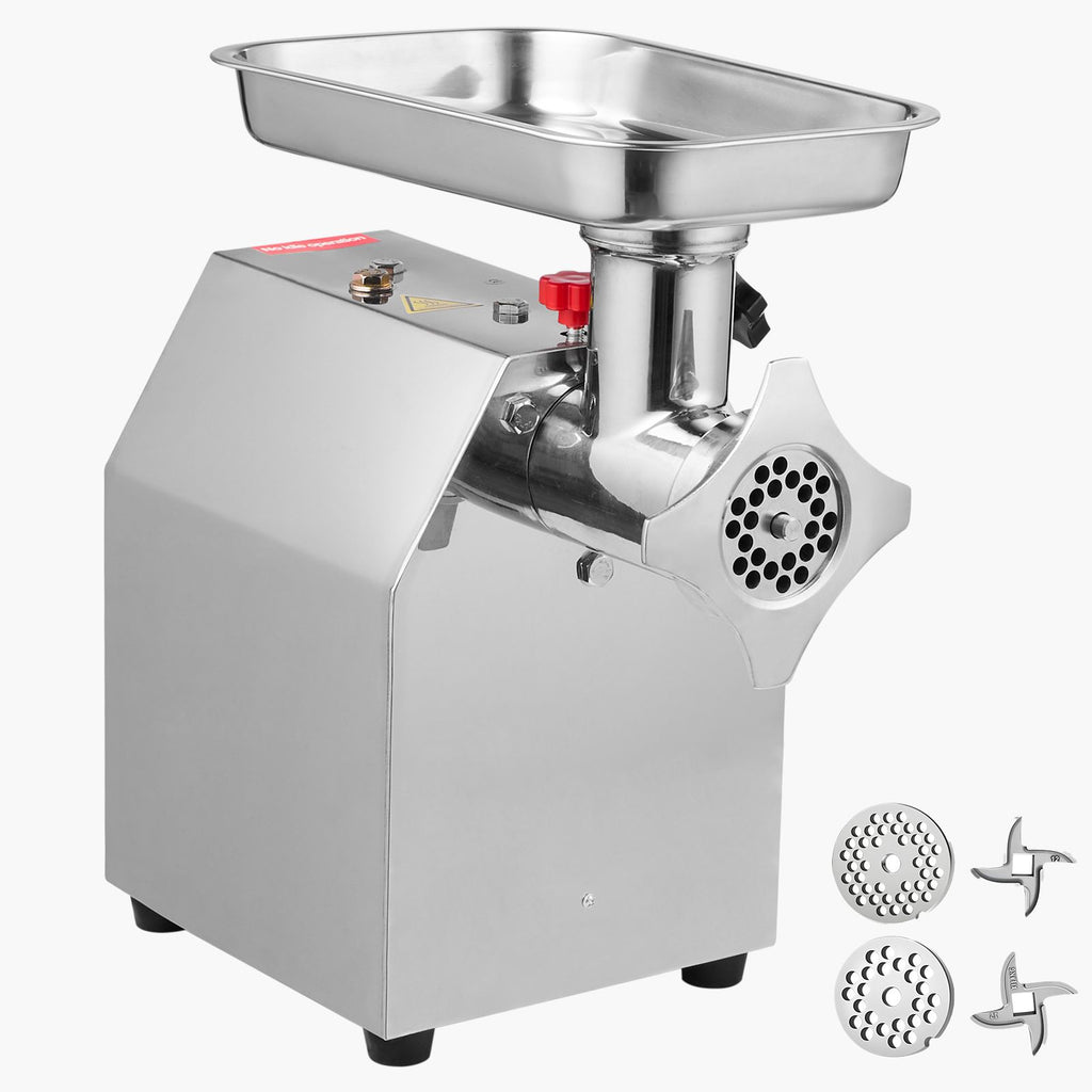 Commercial Electric Meat Grinder, 7 lbs/min Capacity, #12 Industrial Meat Mincer with 2 Stainless Steel Blades, 2 Grinding Plates, 850W Heavy-Duty Sausage Maker Stuffer, for Kitchen, Restaurant