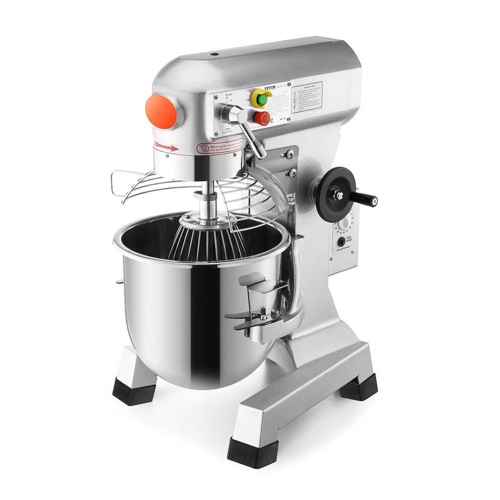 Commercial Food Mixer 10Qt 450W 3 Speeds Adjustable 110/178/390 RPM Heavy Duty 110V with Stainless Steel Bowl Dough Hooks Whisk Beater Premium for Schools Bakeries Restaurants Pizzerias