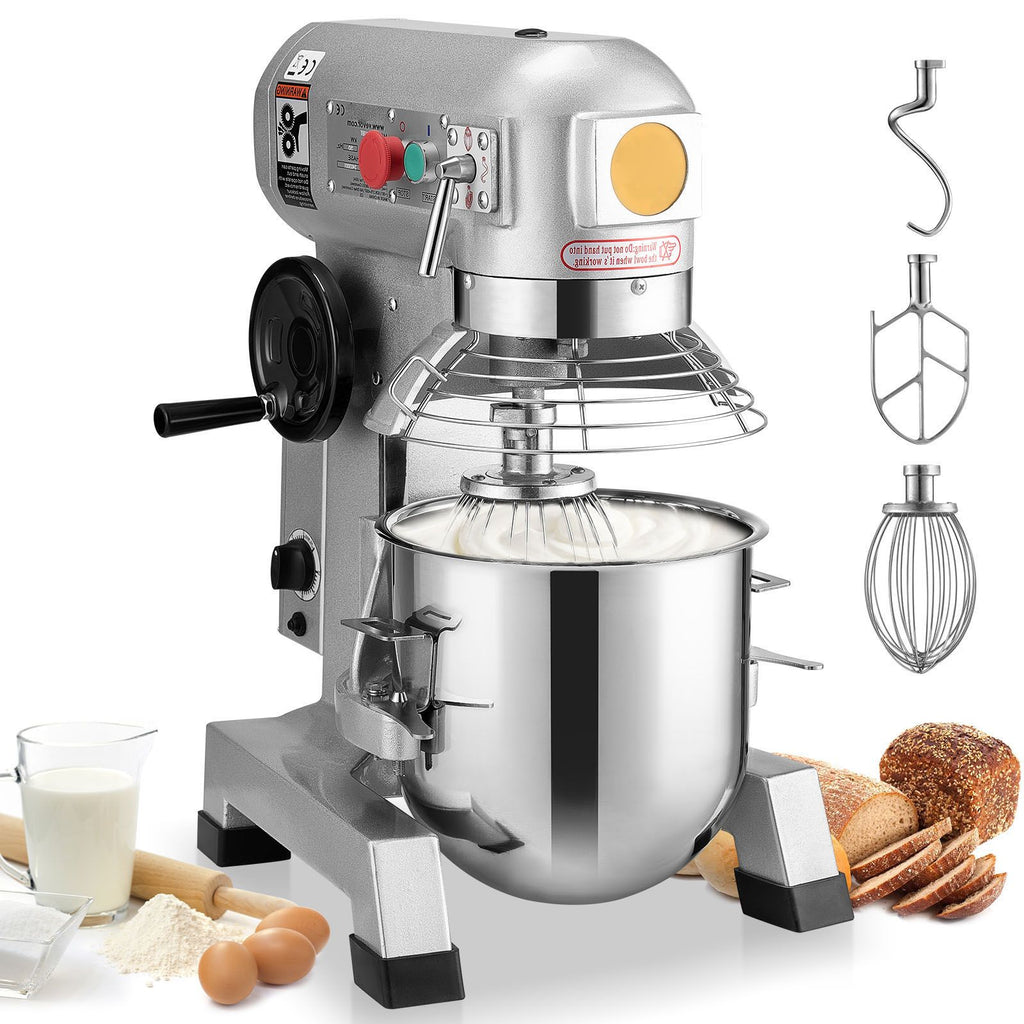 Commercial Food Mixer, 10Qt Commercial Mixer with Timing Function, 450W Stainless Steel Bowl Heavy Duty Electric Food Mixer Commercial with 3 Speeds Adjustable 113/184/341 RPM