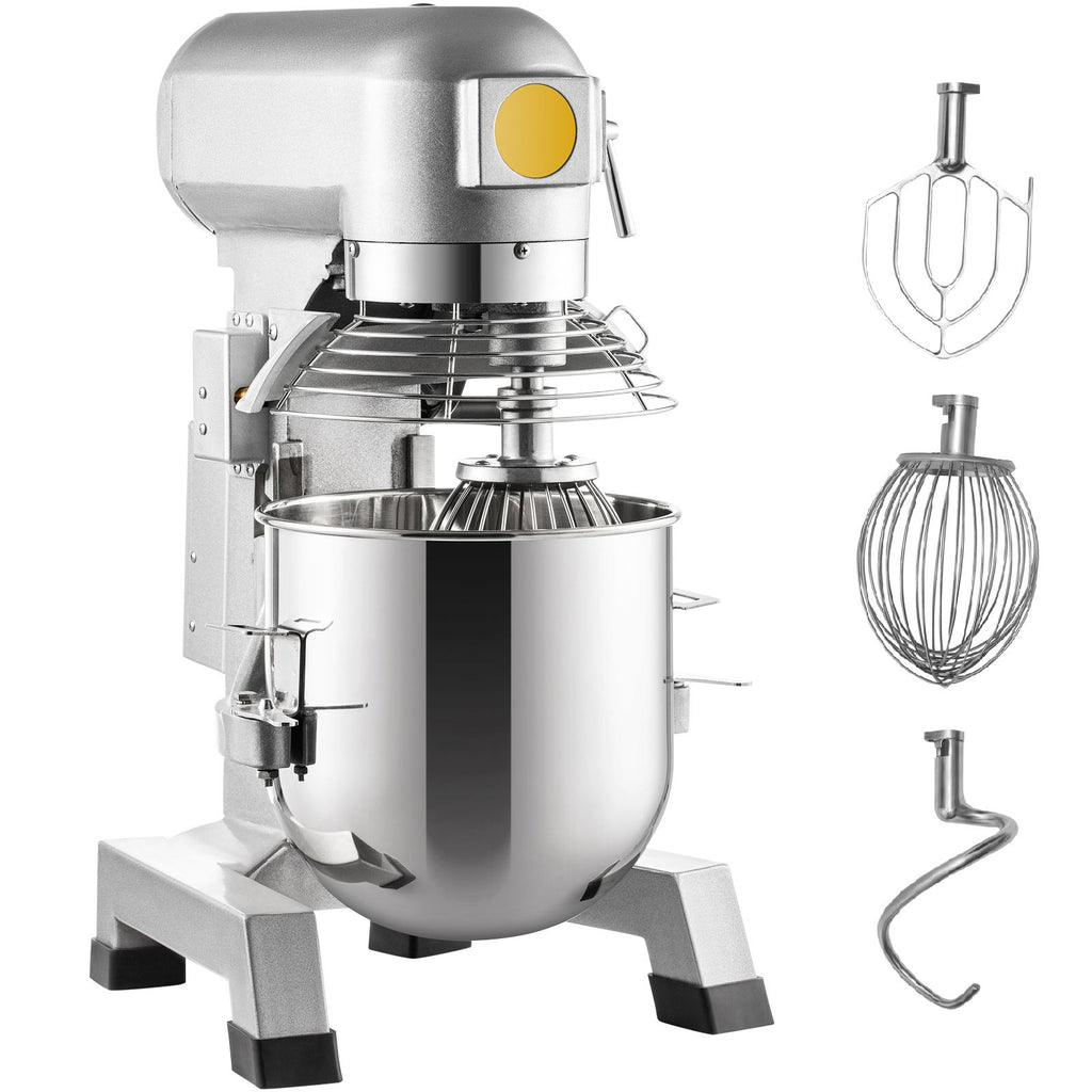 Commercial Food Mixer, 20Qt Commercial Mixer with Timing Function, 750W Stainless Steel Bowl Heavy Duty Electric Food Mixer Commercial with 3 Speeds Adjustable 108/199/382 RPM, Dough Hook Whisk