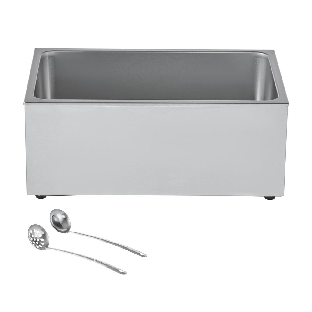 Commercial Food Warmer, 1200W Electric Stainless Steel Steam Food Warmer, Fast Heating Countertop Buffet Bain Marie with Soup & Perforated Ladles, for Catering, Restaurants, Parties, Buffets