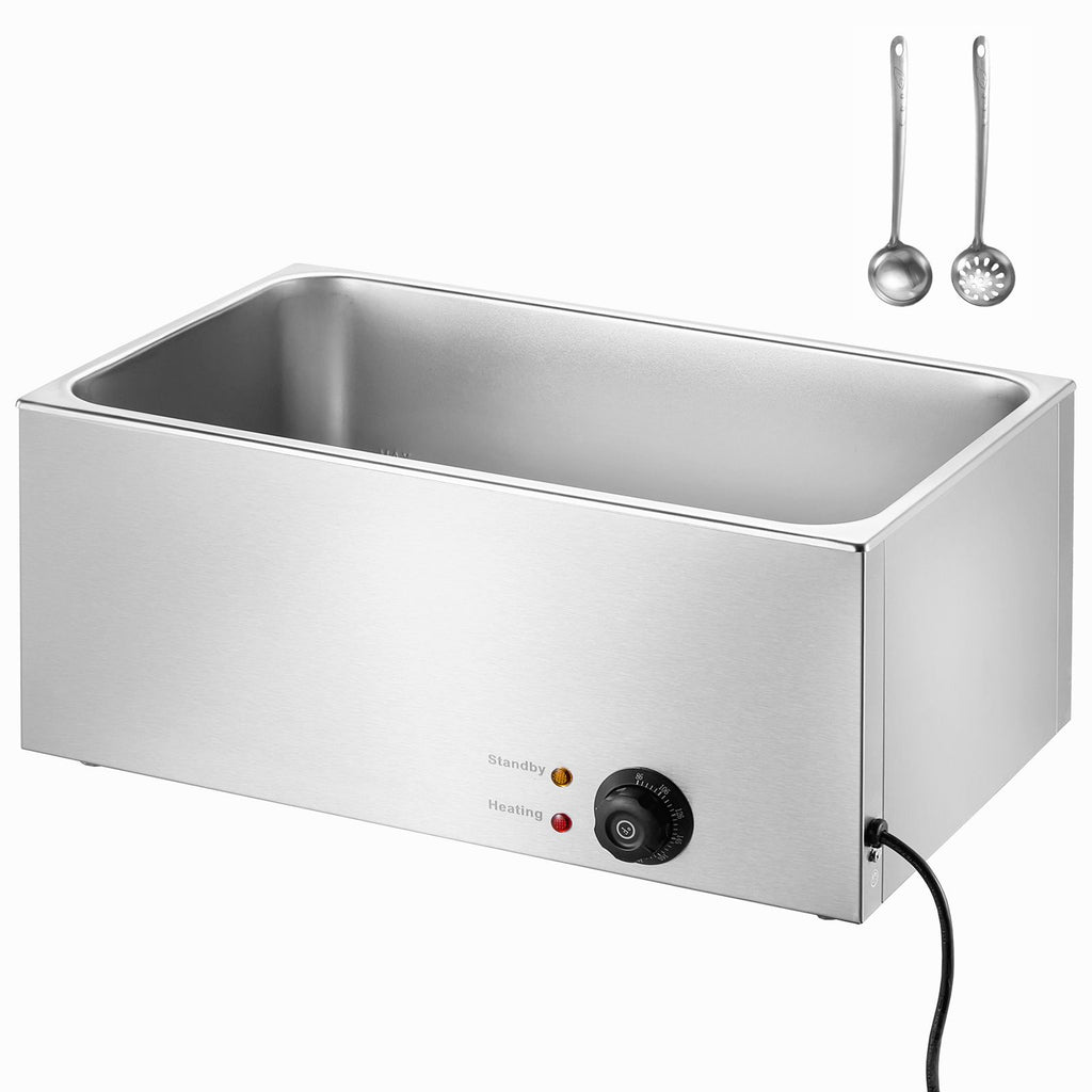 Commercial Food Warmer 19QT Bain Marie 1200W Electric Buffet Warmer Steam Table Food Warmer Countertop Stainless Steel Food Warmer Wet or Dry Use for Parties, Catering and Restaurant