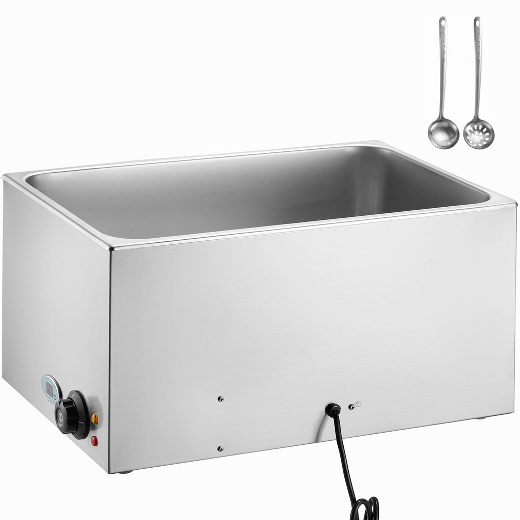 Commercial Food Warmer 19QT Bain Marie 1200W Electric Buffet Warmer Steam Table Food Warmer Countertop Stainless Steel Food Warmer Wet or Dry Use for Parties, Catering and Restaurant