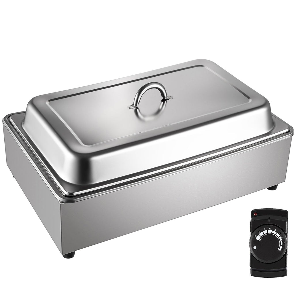 Commercial Food Warmer, Full-Size 1 Pot Steam Table with Lid, 9.5 Quart Electric Soup Warmers, Grade Stainless Steel Bain Marie Buffet Equipment, Fits 21 x 13.2 Pan, 400W, for Restaurant, Sliver