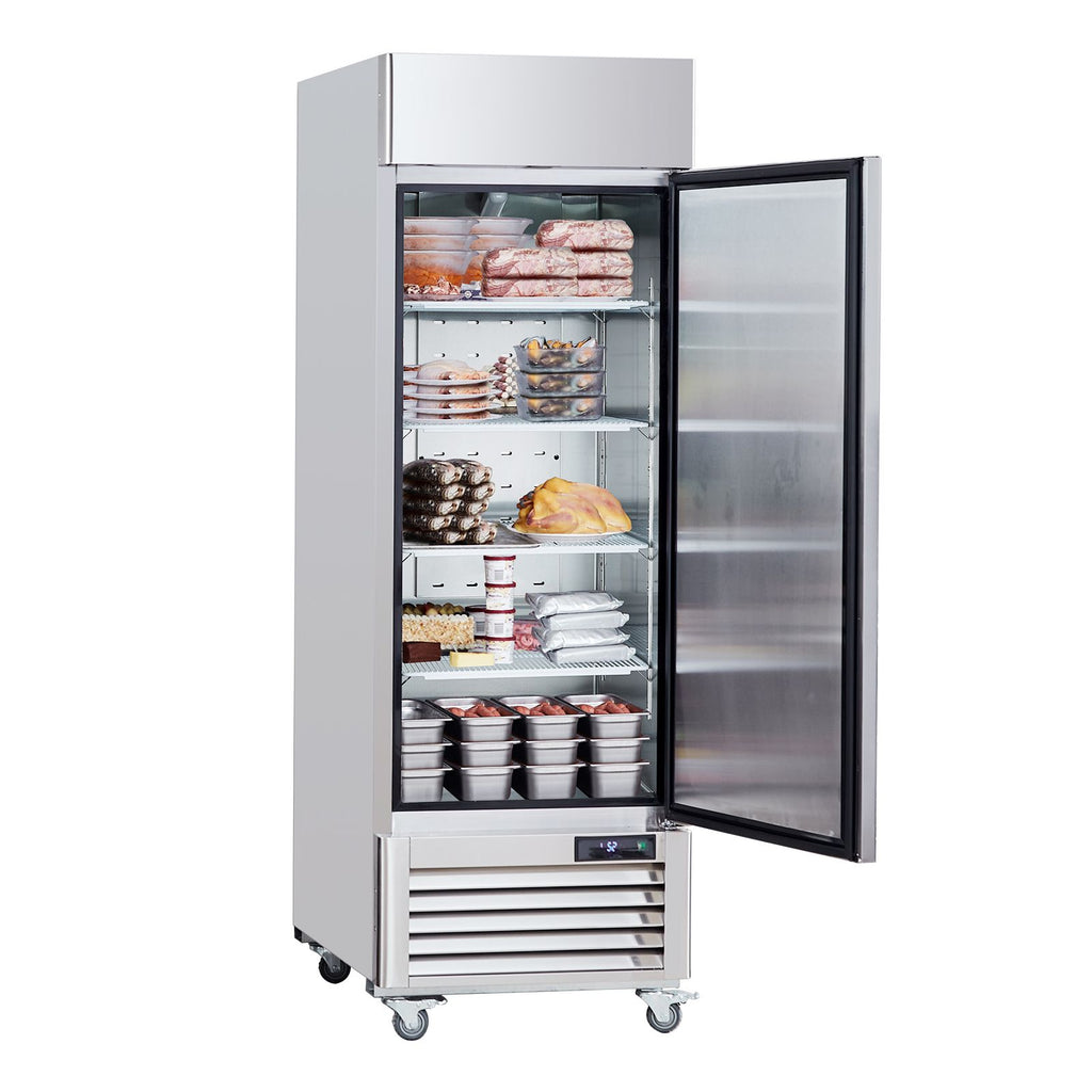 Commercial Freezer 19.32 Cu.ft, Reach In 27" W Upright Freezer Single Door, Auto-Defrost Stainless Steel Reach-in Freezer with 4 Adjustable Shelves, -13 to 5 F Temp Control, LED Light, 4 Wheels