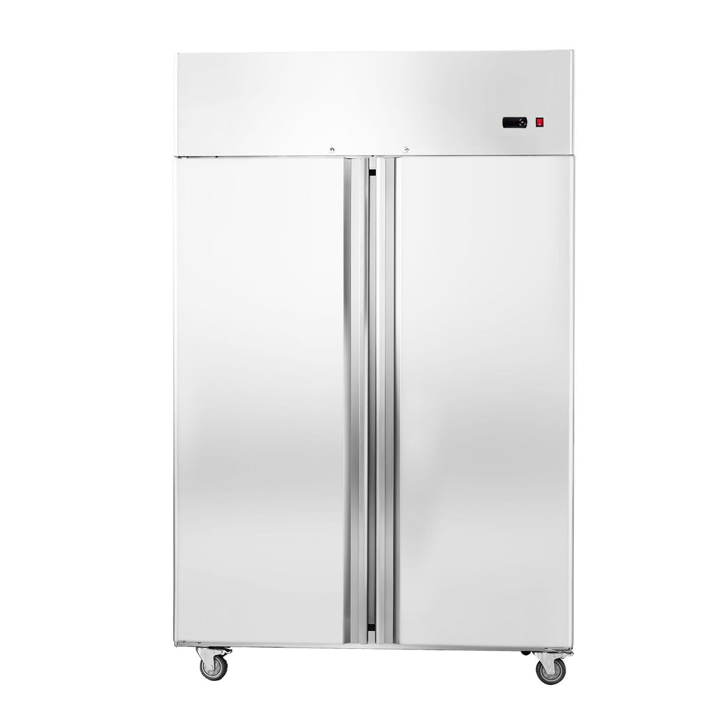Commercial Freezer 44.21 Cu.ft, Reach In 54.4" W Upright Freezer 2 Doors, Auto-Defrost Stainless Steel Reach-in Freezer with 8 Adjustable Shelves, -13 to 5 F Temp Control, LED Lighting, 4 Wheels
