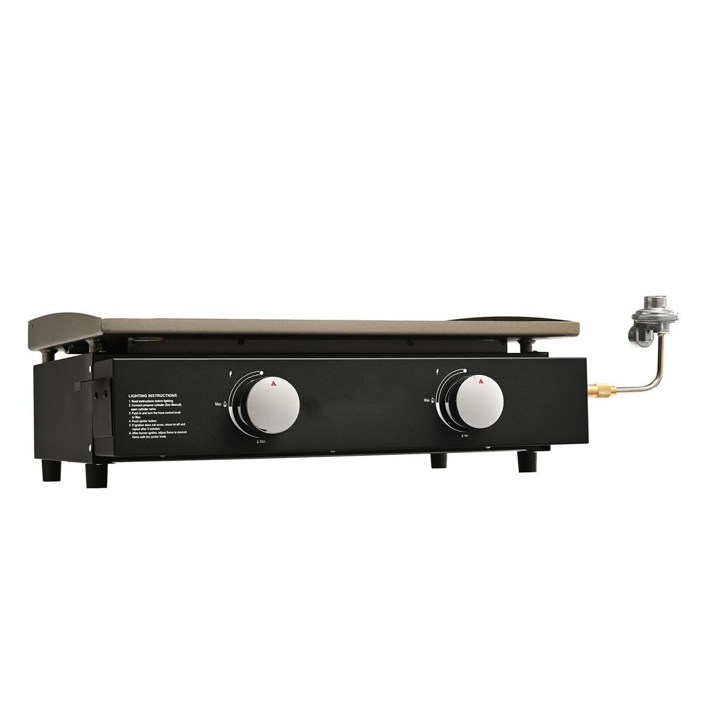Commercial Griddle, 22.4" Heavy Duty Manual Flat Top Griddle, Countertop Gas Grill with Non-Stick Cooking Plate, Steel Natural Gas Griddle, H-Shaped Burner Restaurant Portable Grill, 13,000 BTU