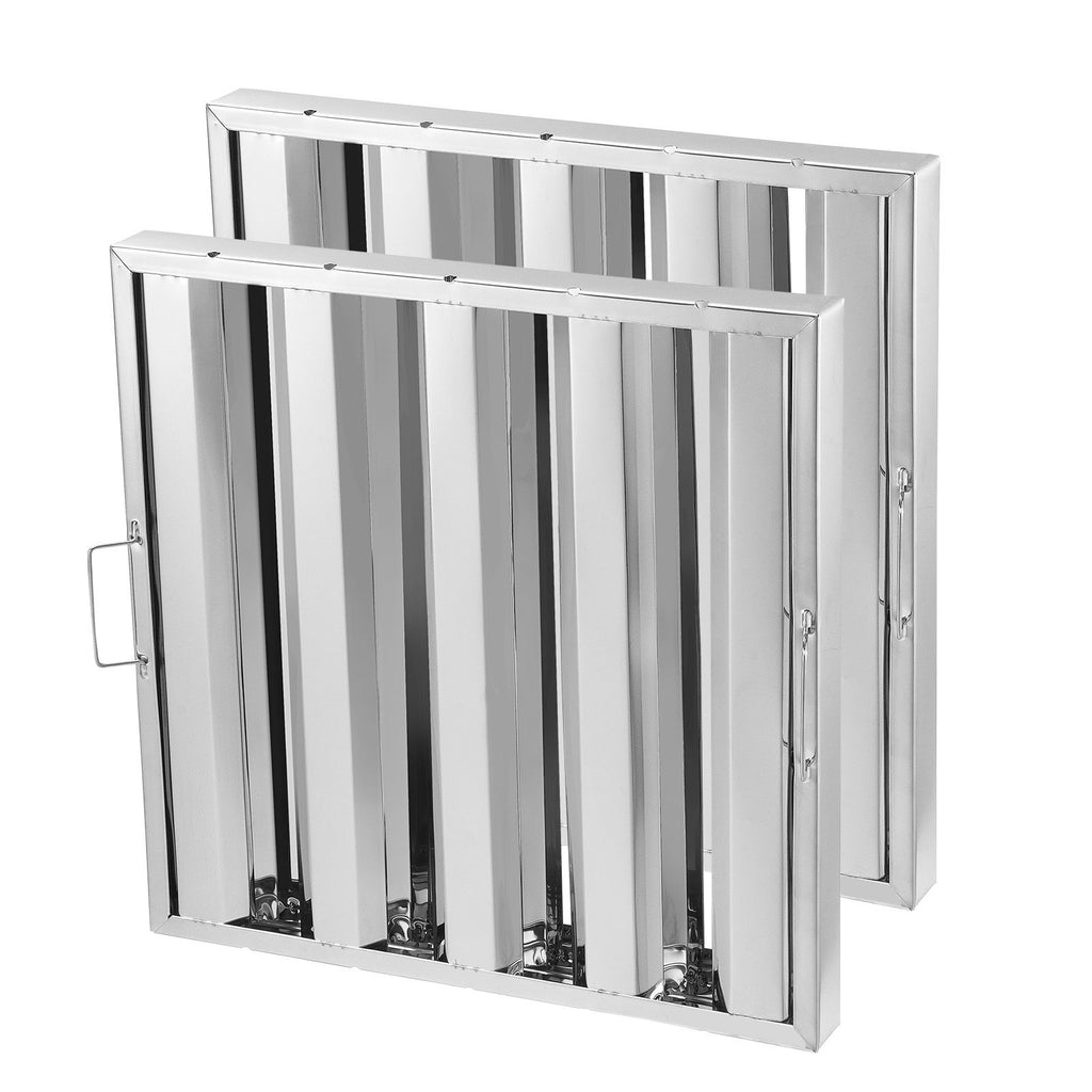 Commercial Hood Filter, 19.5W x 19.5H Inch Range Hood Filters, Stainless Steel Restaurant Range Hood Baffle Filter for Grease Rated Commercial Kitchen Exhaust Hoods, 4 Grooves, Pack of 2