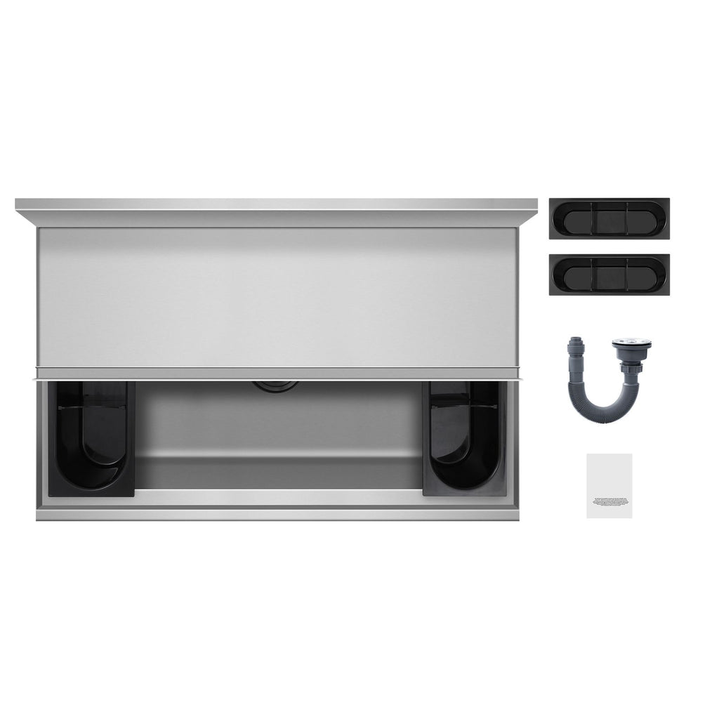 Commercial Ice Bin, 78.4 L Underbar Ice Bin, 30 x 19 x 37 in Stainless Steel Ice Chest with Sliding Lid, Bottle Holders, Adjustable Bullet Feet, Cooler Cart Cocktail Unit for Bar Restaurant Pub