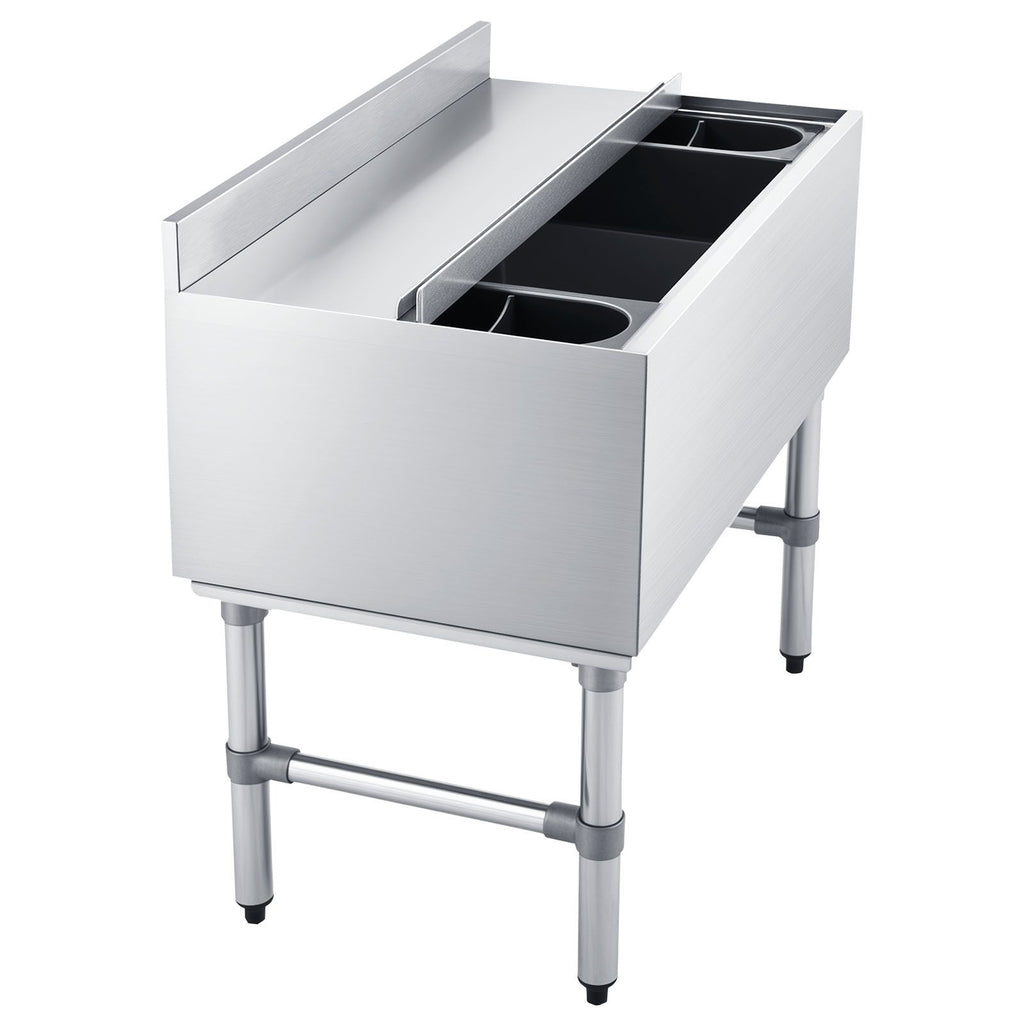 Commercial Ice Bin, 82.9 Qt Max Capacity, 30 x 19 x 33 Inch Stainless Steel Ice Chest with Sliding Lid and Bottle Holders, Cooler Cart Cocktail Unit for Bar Restaurant Pub, NSF Certified