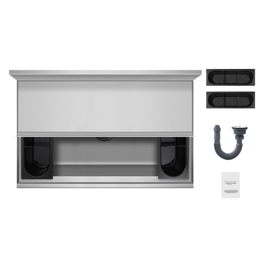 Commercial Ice Bin, 95.3 L Underbar Ice Bin, 35.9 x 19 x 37 in Stainless Steel Ice Chest with Sliding Lid, Bottle Holders, and Adjustable Bullet Feet, Cocktail Unit for Bars, Restaurants, Pubs
