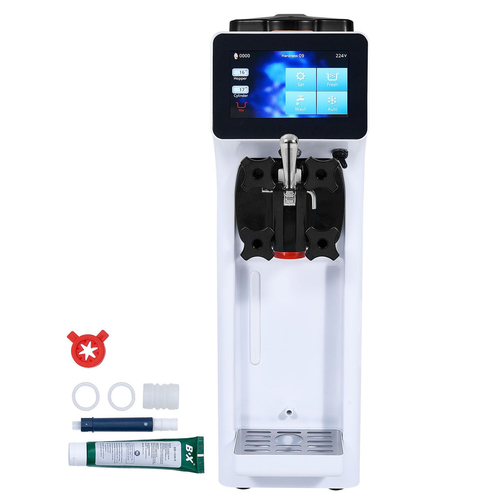 Commercial Ice Cream Machine, 10.6 QT/H Yield, 1000W Single Flavor Countertop Soft Serve Ice Cream Maker, 4L Hopper 1.6L Cylinder, Touch Screen Auto Clean Pre-cooling, for Restaurant Snack Bar