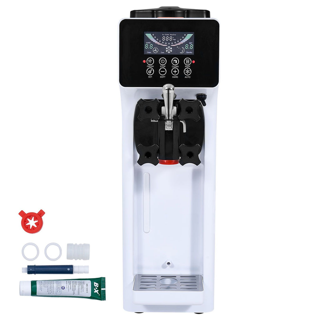 Commercial Ice Cream Machine, 10.6 QT/H Yield, 1000W Single Flavor Countertop Soft Serve Ice Cream Maker, with 4L Hopper 1.6L Cylinder, LCD Panel Auto Clean Pre-cooling, for Restaurant Snack Bar