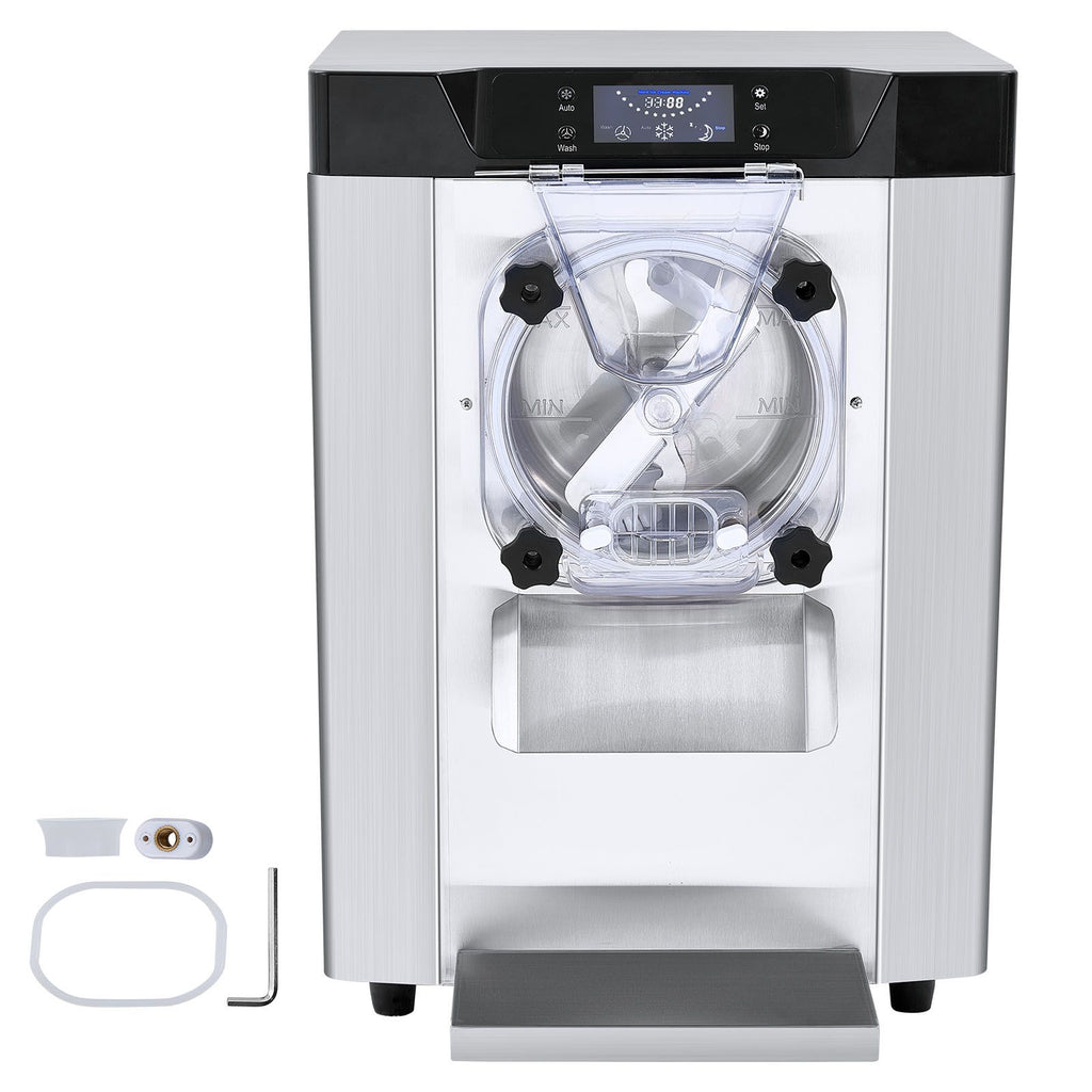 Commercial Ice Cream Machine, 12 L/H Yield, 1713W Single Flavor Countertop Hard Serve Ice Cream Maker, 4.5L Stainless Steel Cylinder, LED Panel Auto Clean Pre-cooling, for Restaurant Snack Bars