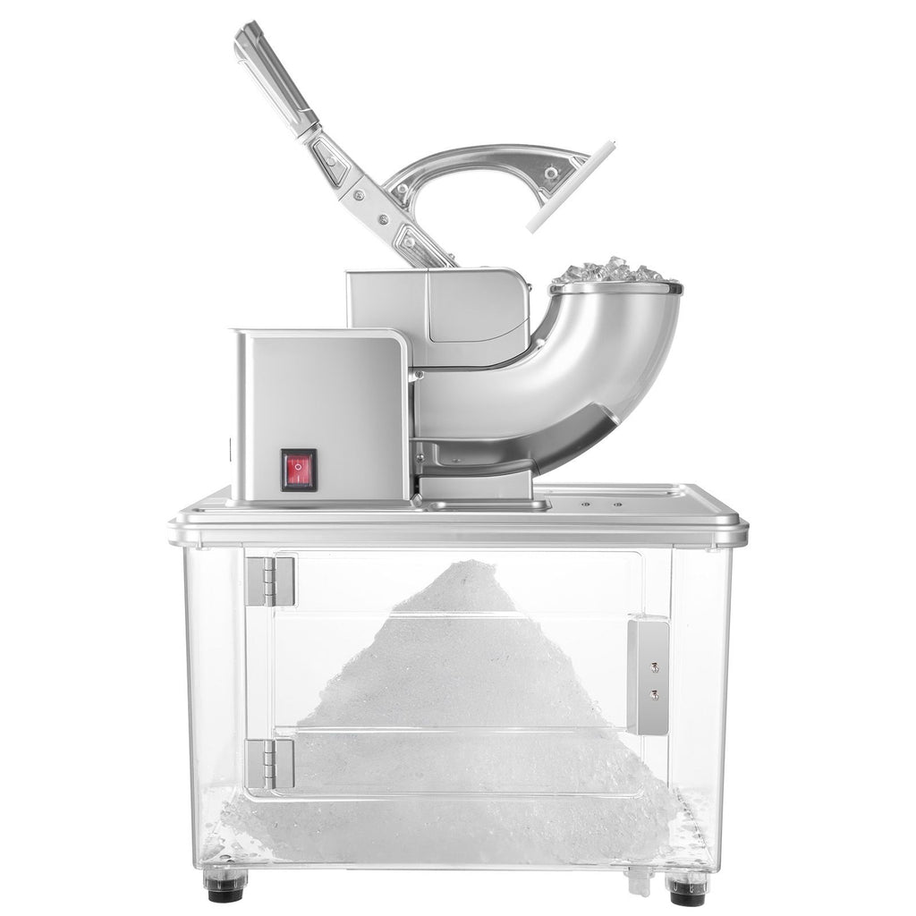 Commercial Ice Crusher 661LBS/H, 350W Electric Snow Cone Machine with 4 Blades, 1400RPM Stainless Steel Shaved Ice Machine with 11 Gal Crushed-Ice Box, for Family Restaurants Bars, White