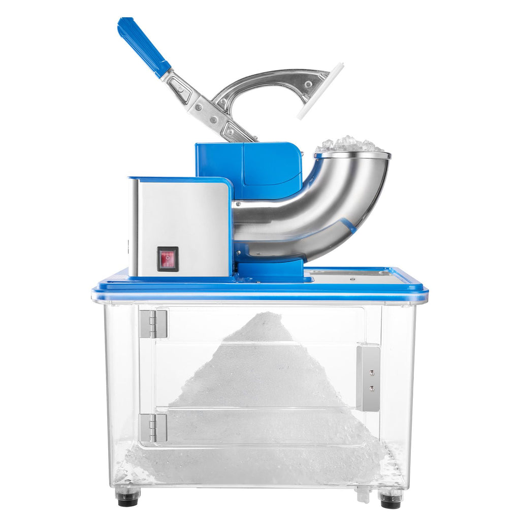 Commercial Ice Crusher 661LBS/H, 350W Electric Snow Cone Machine with 4 Blades, 2000RPM Stainless Steel Shaved Ice Machine with 11 Gal Crushed-Ice Box, for Family Restaurants Bars, Blue