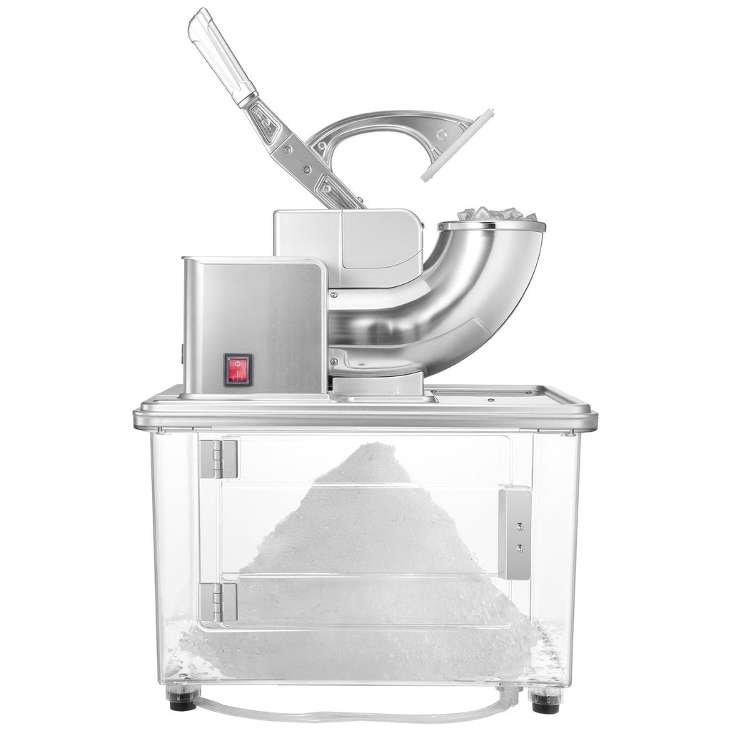 Commercial Ice Crusher 661LBS/H, 350W Electric Snow Cone Machine with 4 Blades, 2000RPM Stainless Steel Shaved Ice Machine with 11 Gal Crushed-Ice Box, for Family Restaurants Bars, Silver