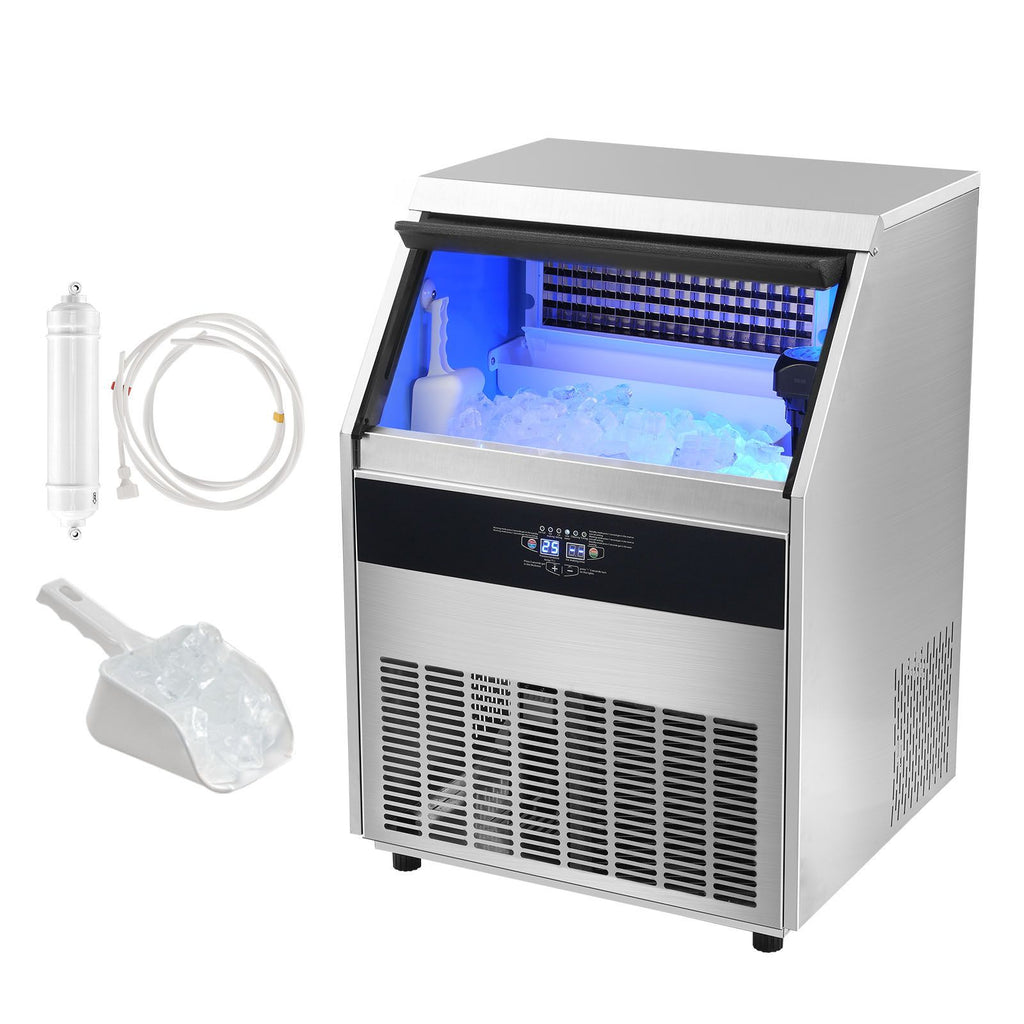 Commercial Ice Maker, 330lbs/24H, Ice Maker Machine, 126 Ice Cubes in 12-15 Minutes, Freestanding Cabinet Ice Maker with 88lbs Storage Capacity LED Digital Display, for Bar Home Restaurant