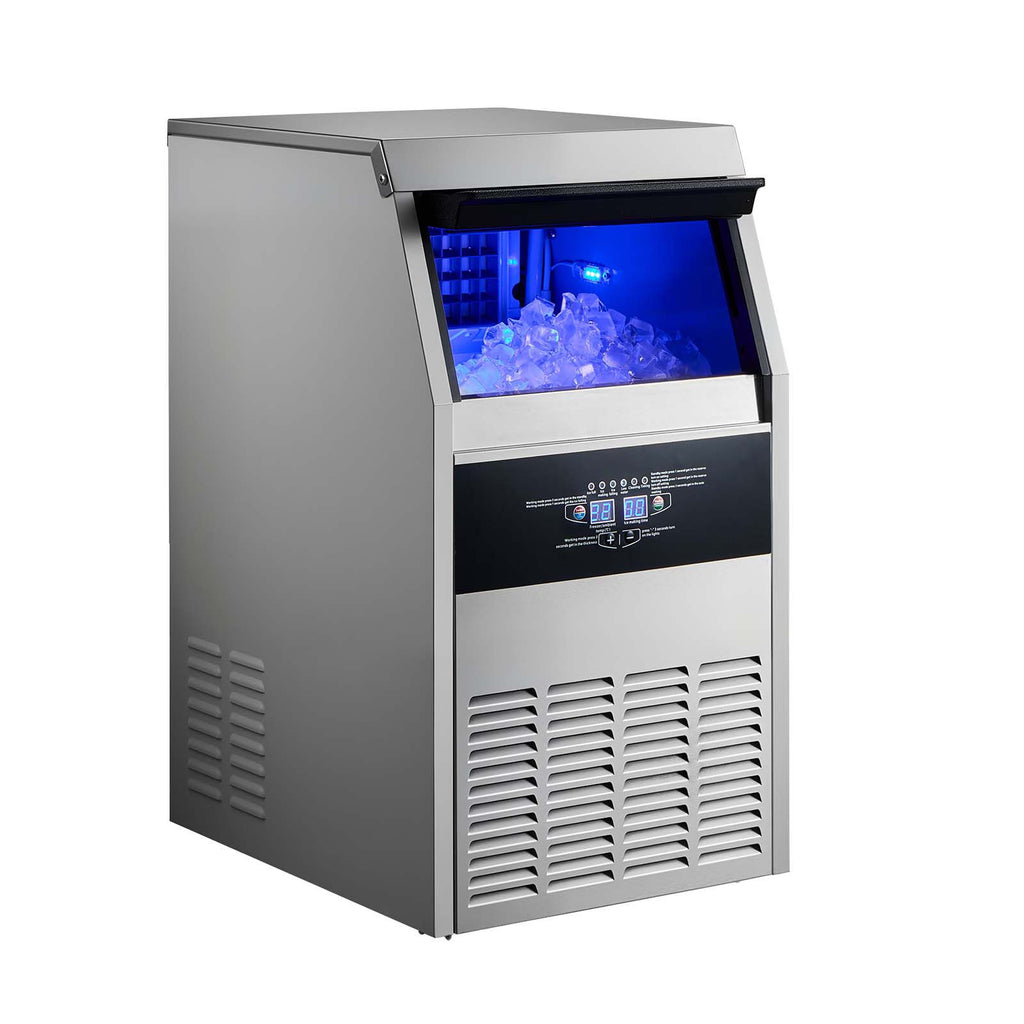 Commercial Ice Maker Machine, 160 lbs/24h with 30 lbs Storage Capacity, Built-in/Freestanding/Under Counter, Stainless Steel Ice Maker with LED Display & Self-Cleaning, for Home Bar Restaurant