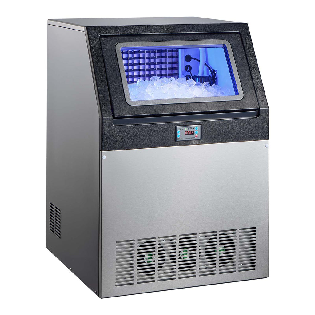Commercial Ice Maker Machine, 360 lbs/24h with 85 lbs Storage Capacity, Built-in/Freestanding/Under Counter, Stainless Steel Ice Maker with LED Display & Self-Cleaning, for Home Bar Restaurant