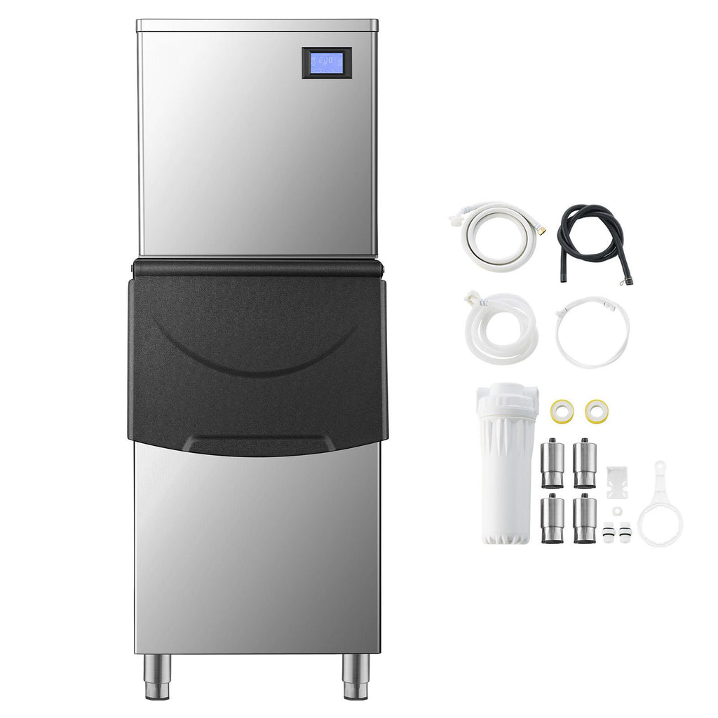 Commercial Ice Maker Machine, 360LBS/24H Ice Making Machine with 250LBS Large Storage Bin, Auto Self-Cleaning Ice Maker Machine with Touchscreen for Bar Cafe Restaurant Business Commercial