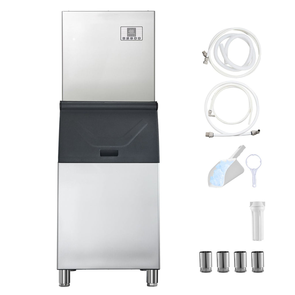 Commercial Ice Maker Machine, 400LBS/24H Ice-Making Machine with 300LBS Stainless Steel Storage Bin, Auto Self-Cleaning Ice Maker with Touchscreen for Bar Cafe Restaurant Business Commercial