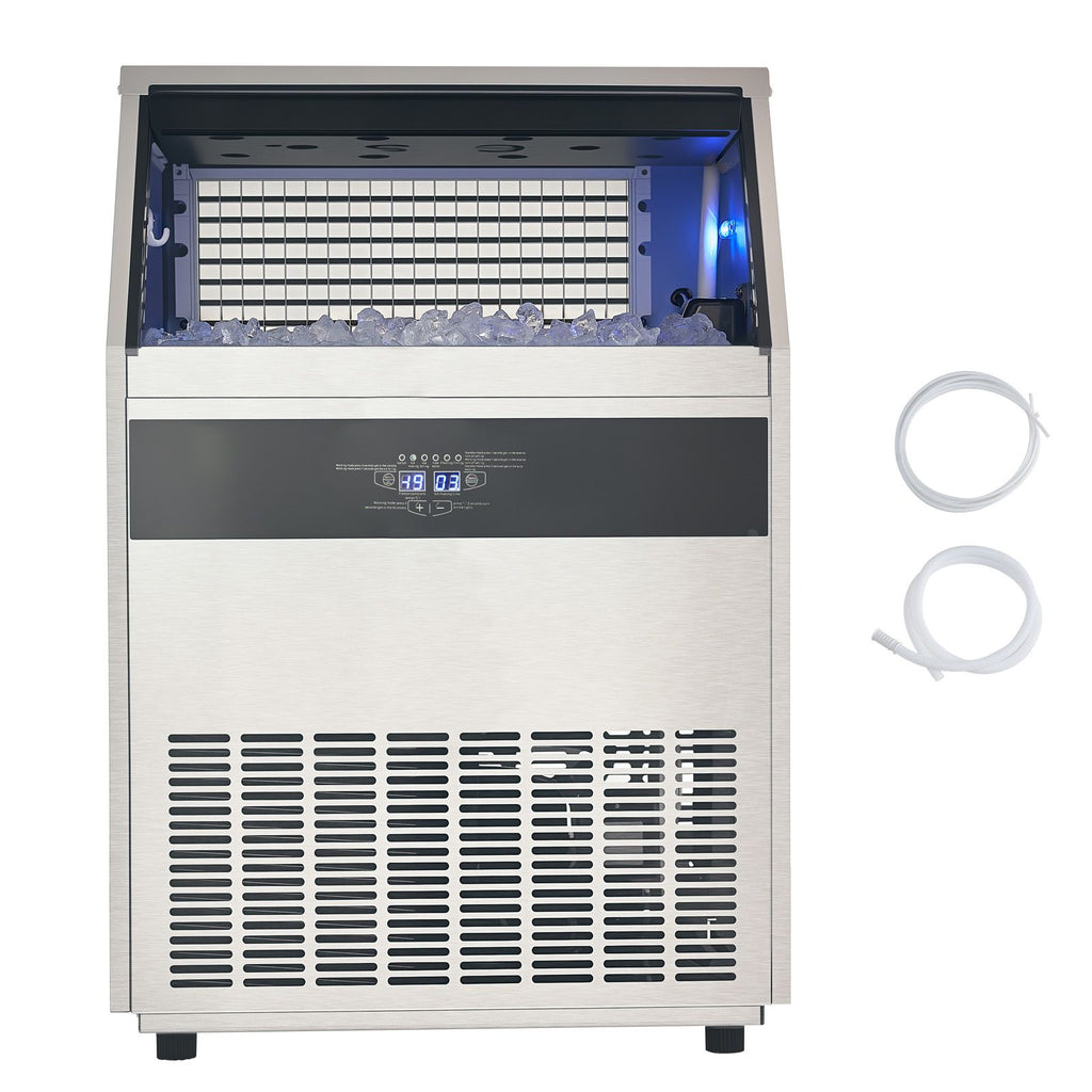 Commercial Ice Maker Machine, 440lbs/24H Ice Maker Machine with 130lbs Storage Capacity, 160 Ice Cubes in 15 Minutes, LED Digital Display Freestanding Self-Cleaning for Bar Office Restaurant