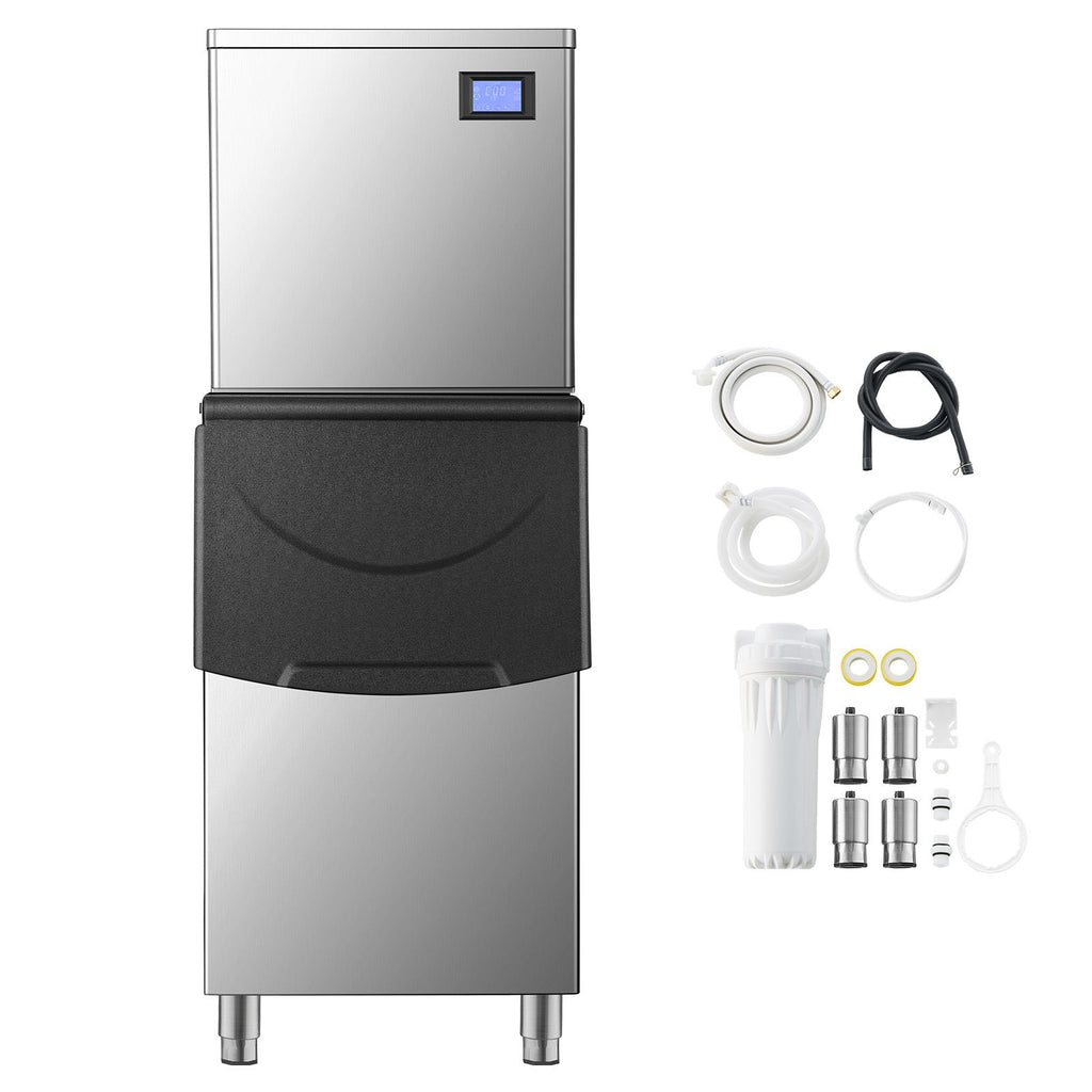 Commercial Ice Maker Machine, 450LBS/24H Ice Making Machine with 250LBS Large Storage Bin, Auto Self-Cleaning Ice Maker Machine with Touchscreen for Bar Cafe Restaurant Business Commercial