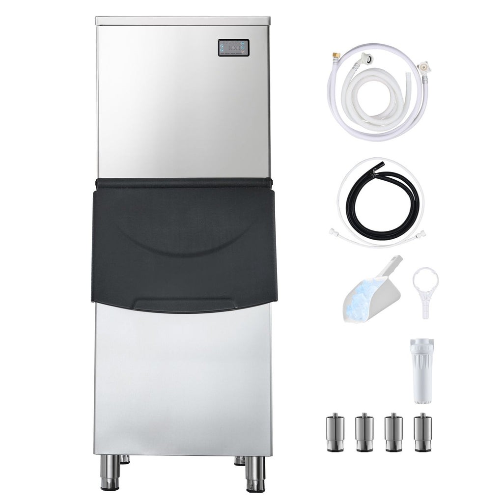 Commercial Ice Maker Machine, 650LBS/24H Ice-Making Machine with 250LBS Stainless Steel Storage Bin, Auto Self-Cleaning Ice Maker with Touchscreen for Bar Cafe Restaurant Business Commercial