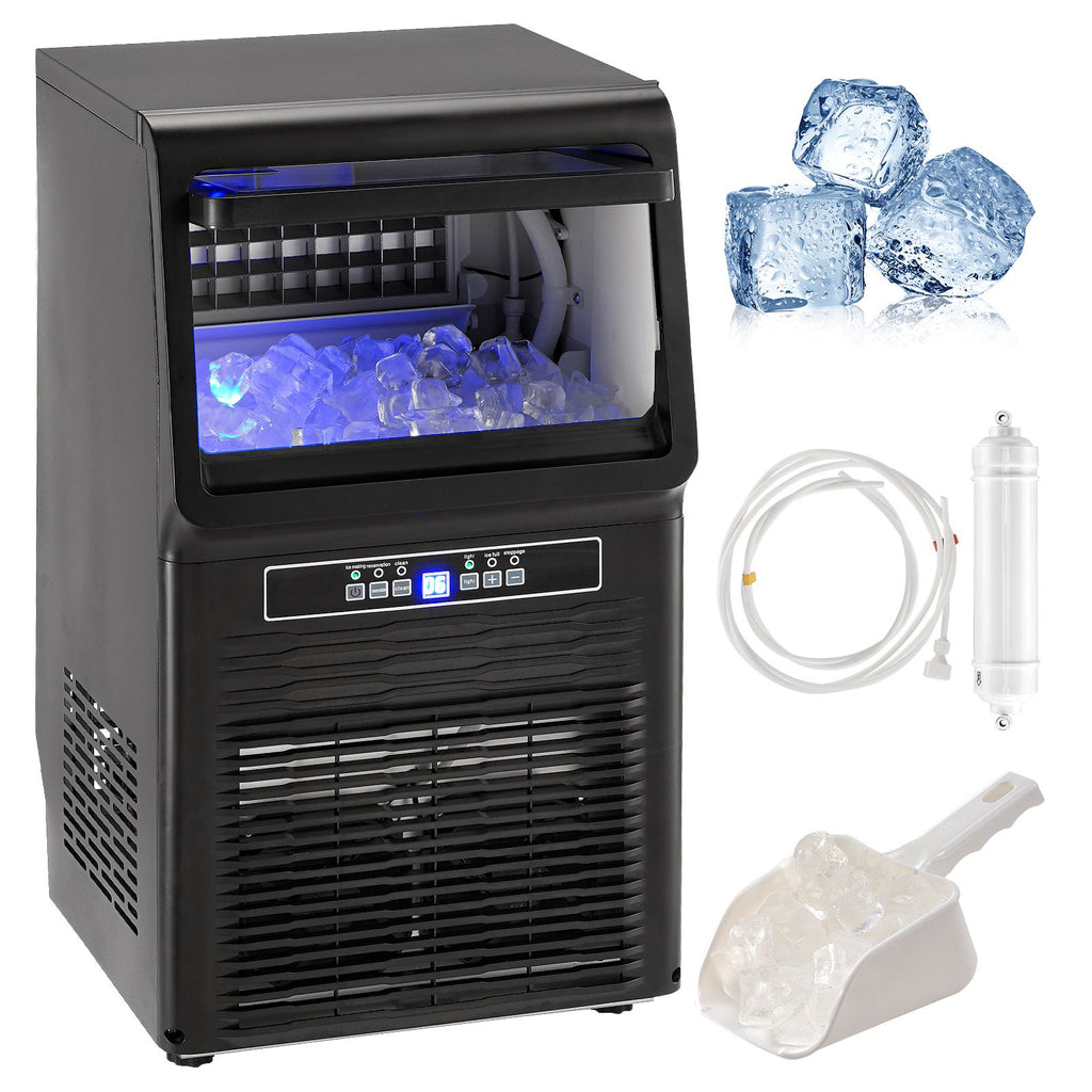 Commercial Ice Maker Machine, 70lbs/24H Ice Maker Machine with 12lbs Storage Capacity, 36 Ice Cubes in 15 Minutes, LED Digital Display Freestanding Self-Cleaning for Bar Office Restaurant