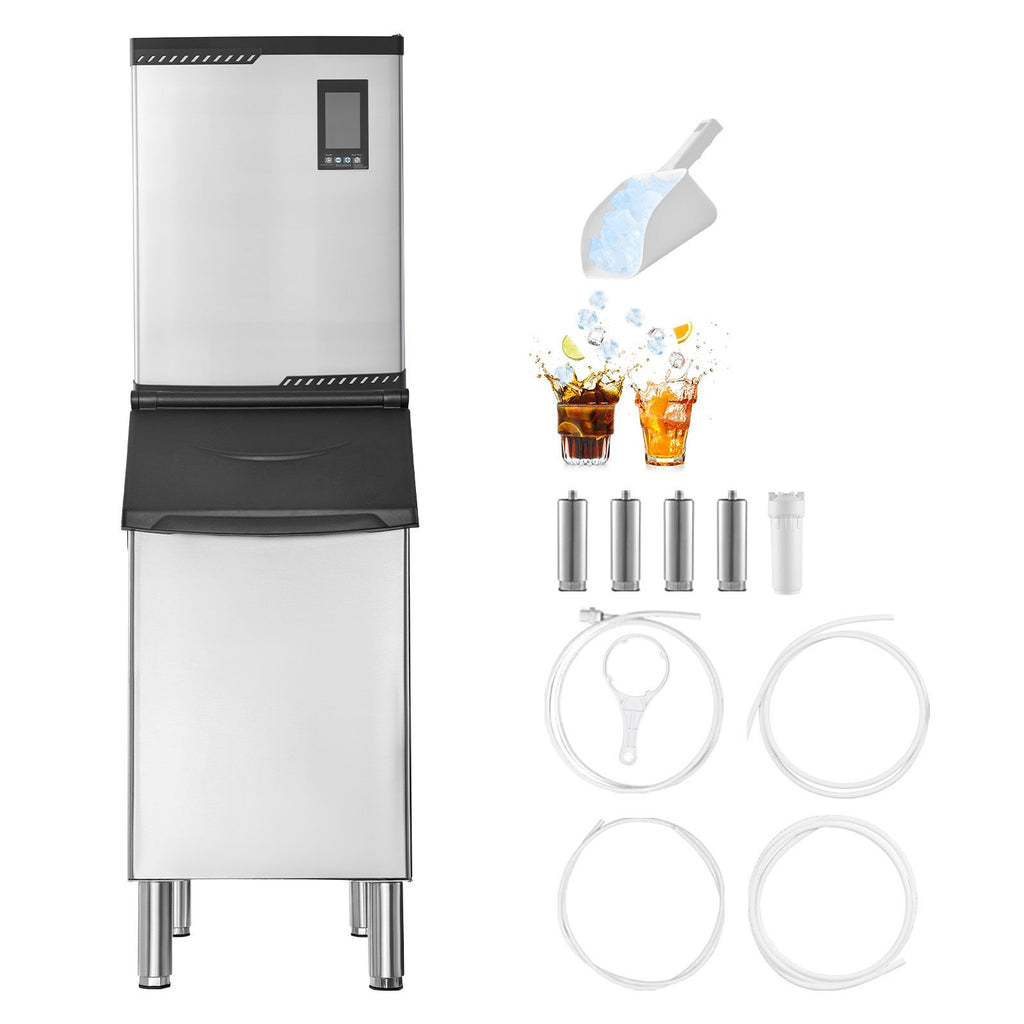 Commercial Ice Maker Machine, 800LBS/24H Ice-Making Machine with 300LBS Stainless Steel Storage Bin, Auto Self-Cleaning Ice Maker with Touchscreen for Bar Cafe Restaurant Business Commercial