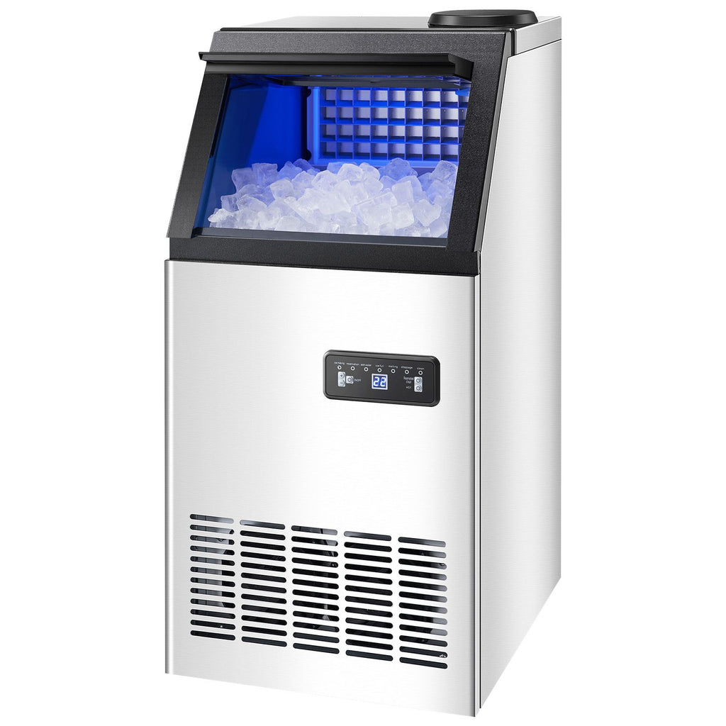 Commercial Ice Maker Machine, 80lbs/24H Ice Maker Machine with 28lbs Storage Capacity, 36 Ice Cubes in 15 Minutes, LED Digital Display Freestanding Self-Cleaning for Bar Office Restaurant