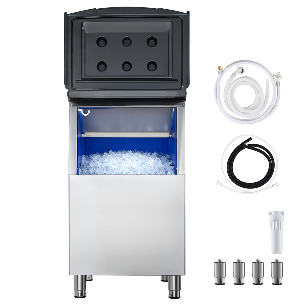 Commercial Ice Maker Storage Bin, 250 LBS Capacity Ice-Bin, Stainless Steel Commercial Ice Storage Bin with Adjustable Anti-slip Rubber Feet, Suitable for Restaurant Hotel and Beverage Shops