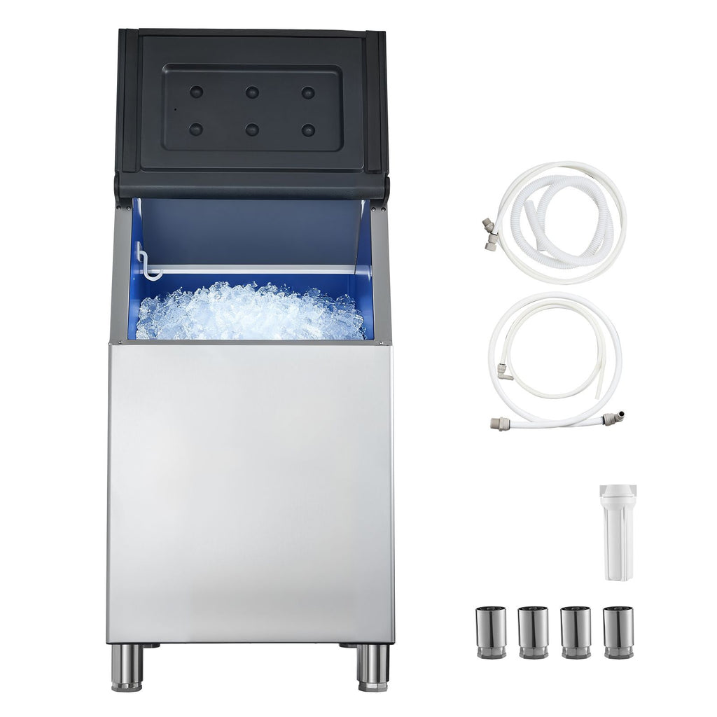 Commercial Ice Maker Storage Bin, 300 LBS Capacity Stainless Steel Ice-Bin, Commercial Ice Storage Bin with Adjustable Anti-slip Rubber Feet, Suitable for Restaurant, Hotel and Beverage Shops