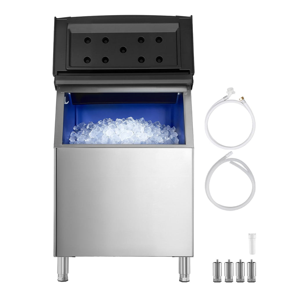 Commercial Ice Maker Storage Bin, 500 LBS Capacity Ice-Bin, Stainless Steel Commercial Ice Storage Bin with Adjustable Anti-slip Rubber Feet, Suitable for Restaurant Hotel and Beverage Shops