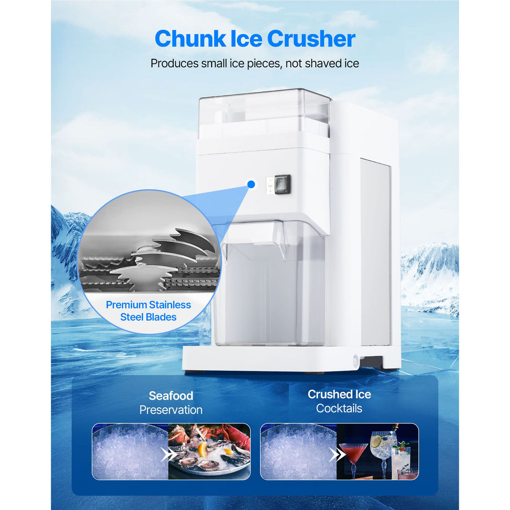 Commercial Ice Shaver Machine, 1.91QT /1.8L Large Electric Ice Cube Crusher Shaved Maker with 300W Premium Motor, Stainless Steel Blades, for Bar Mixing Seafood Preservation Home Party, White image 2