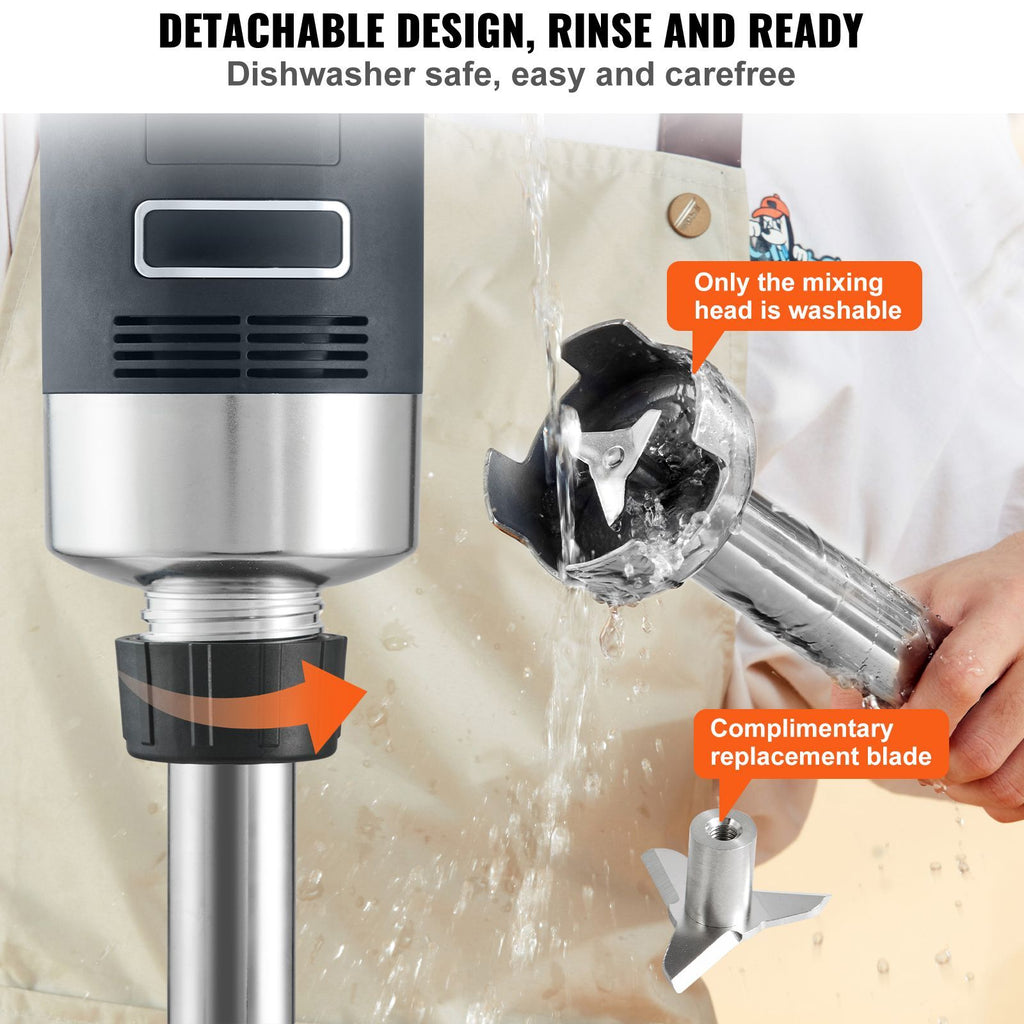 Commercial Immersion Blender, 500 Watt Heavy Duty Hand Mixer, Variable Speed Kitchen Stick Mixer with 304 Stainless Steel Blade, Multi-Purpose Portable Mixer for Soup, Smoothie, Puree, Baby Food