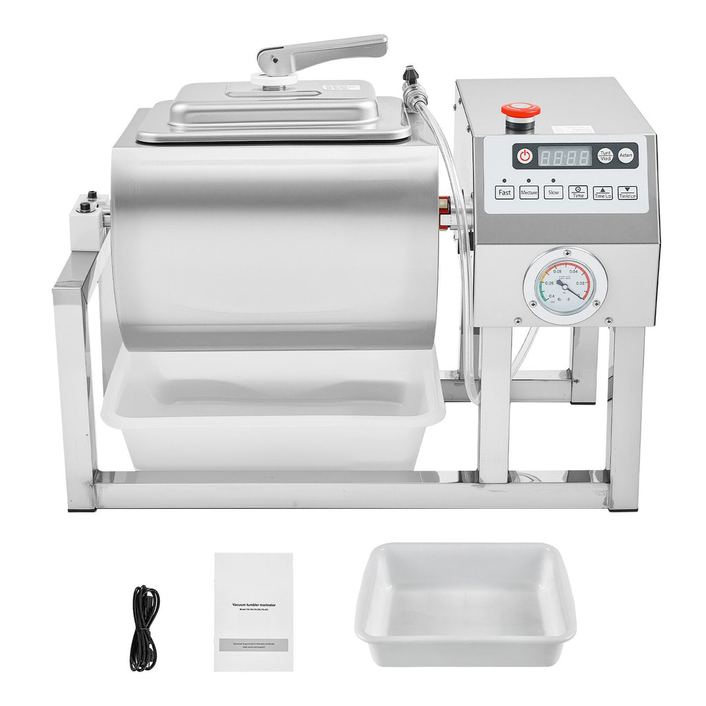 Commercial Meat Tumbler Marinator, 20L Vacuum Tumbler Marinating Machine with Bidirectional Rotation and 3-Speed, Stainless Steel Vacuum Curing Machine for Chicken Steak Pork, Restaurant