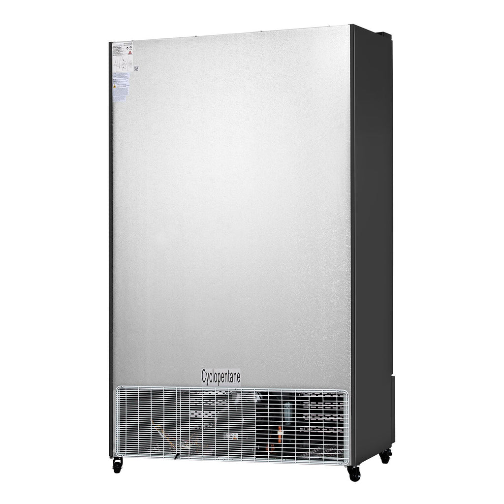 Commercial Merchandiser Refrigerator, 26.69 CU.FT Double Glass Door Display Refrigerator, Beverage Refrigerator Cooler Merchandiser with 8 Adjustable Shelves, Casters, Soft LED Light, Black
